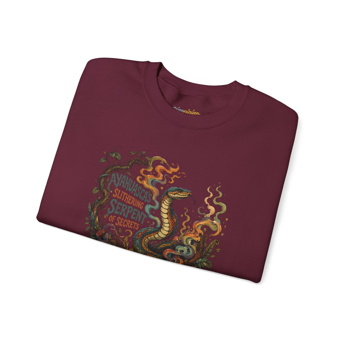 "Ayahuasca Slithering Serpent of Secrets" – Psychedelic Shamanic Snake Design Crewneck Sweatshirt