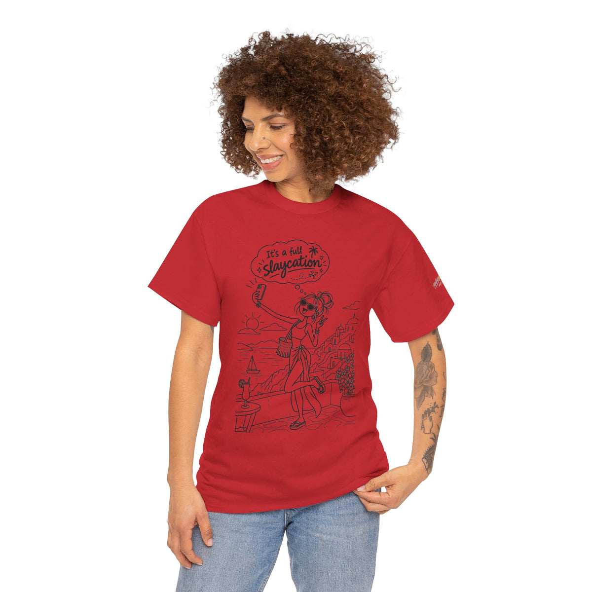 T-Shirt — "It's a Slaycation" Retro Beach Girl Graphic Tee