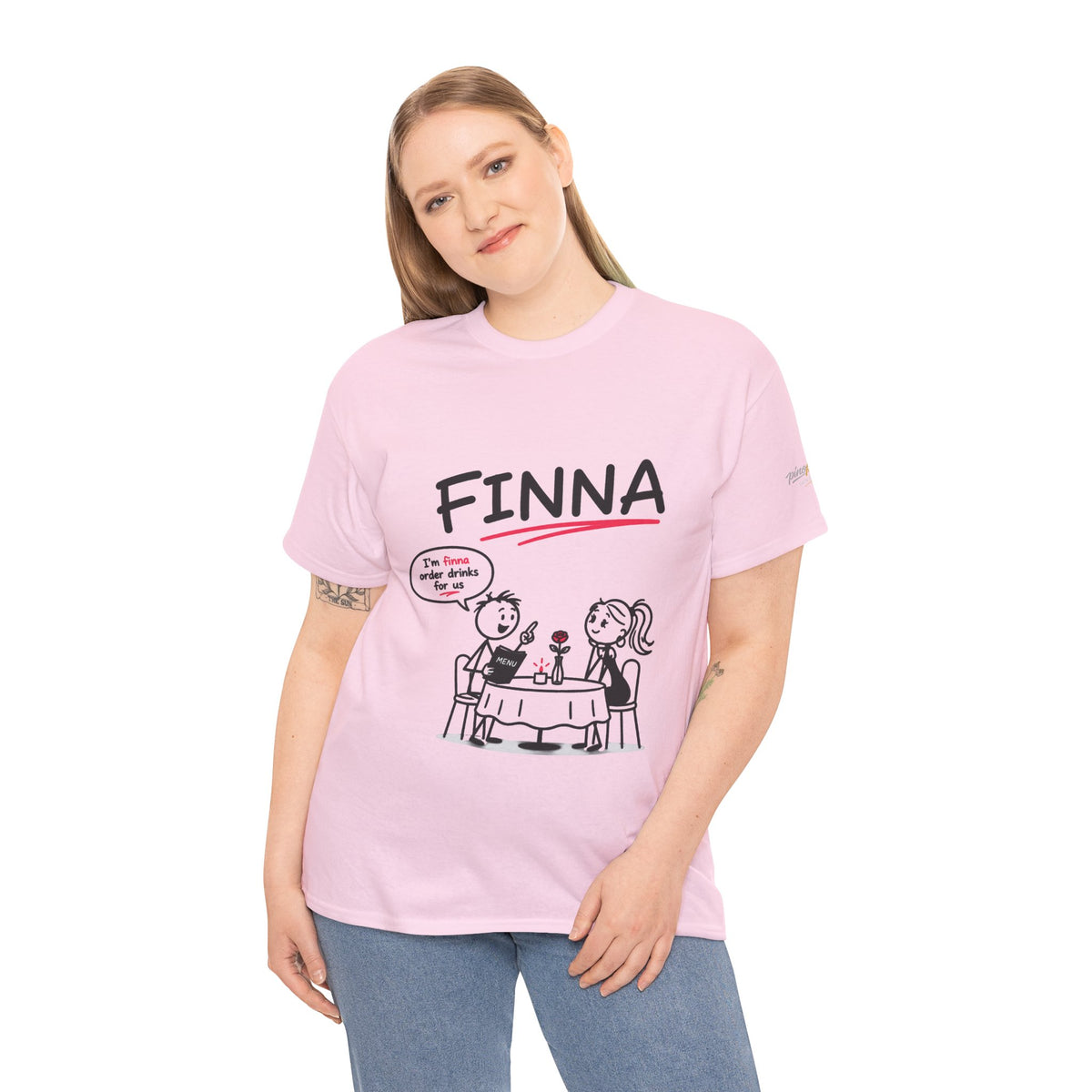 "FINNA" Gen z Slant Cartoon Tee