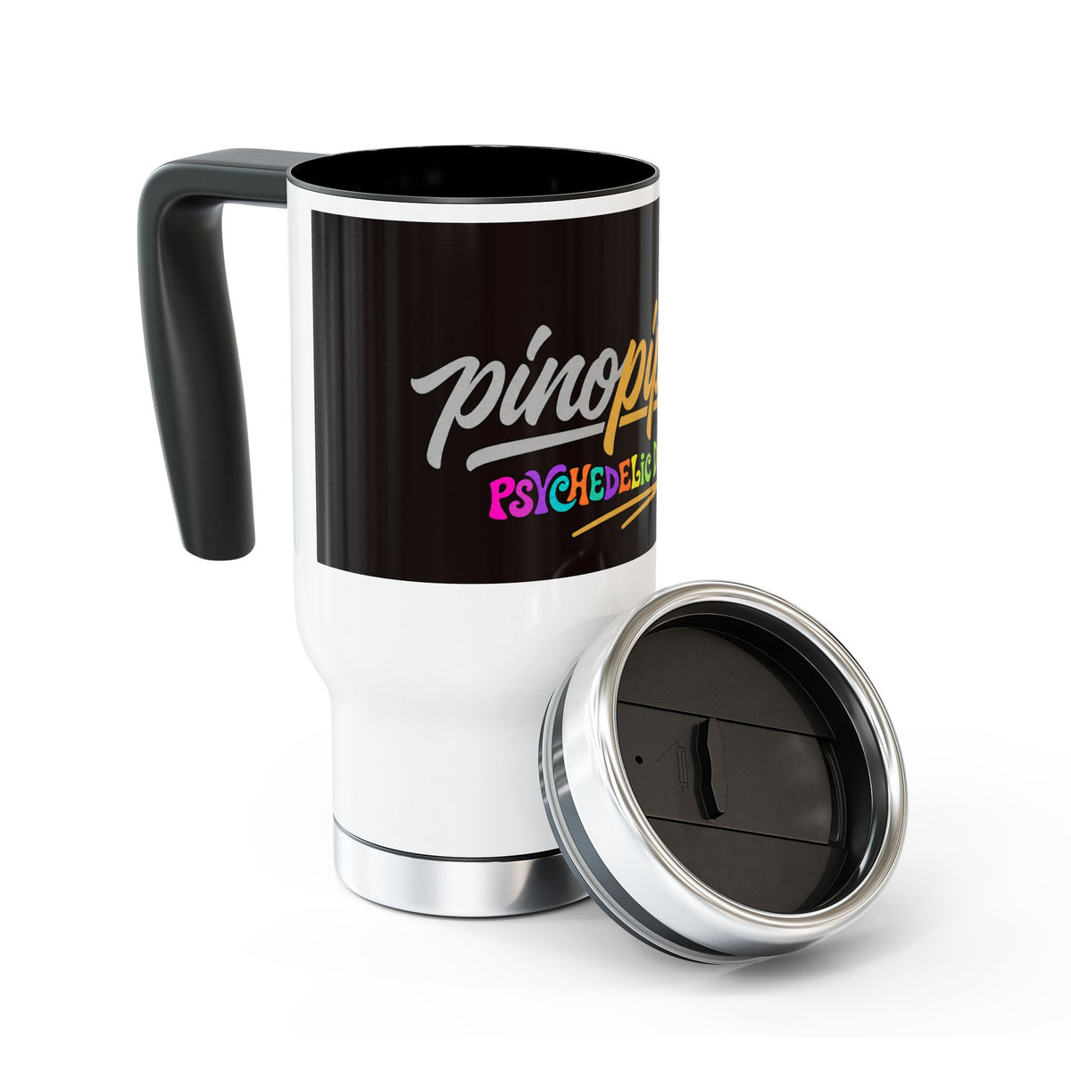 "pinppipino -Psychedelic Series" Stainless Steel Travel Mug with Handle, 14oz
