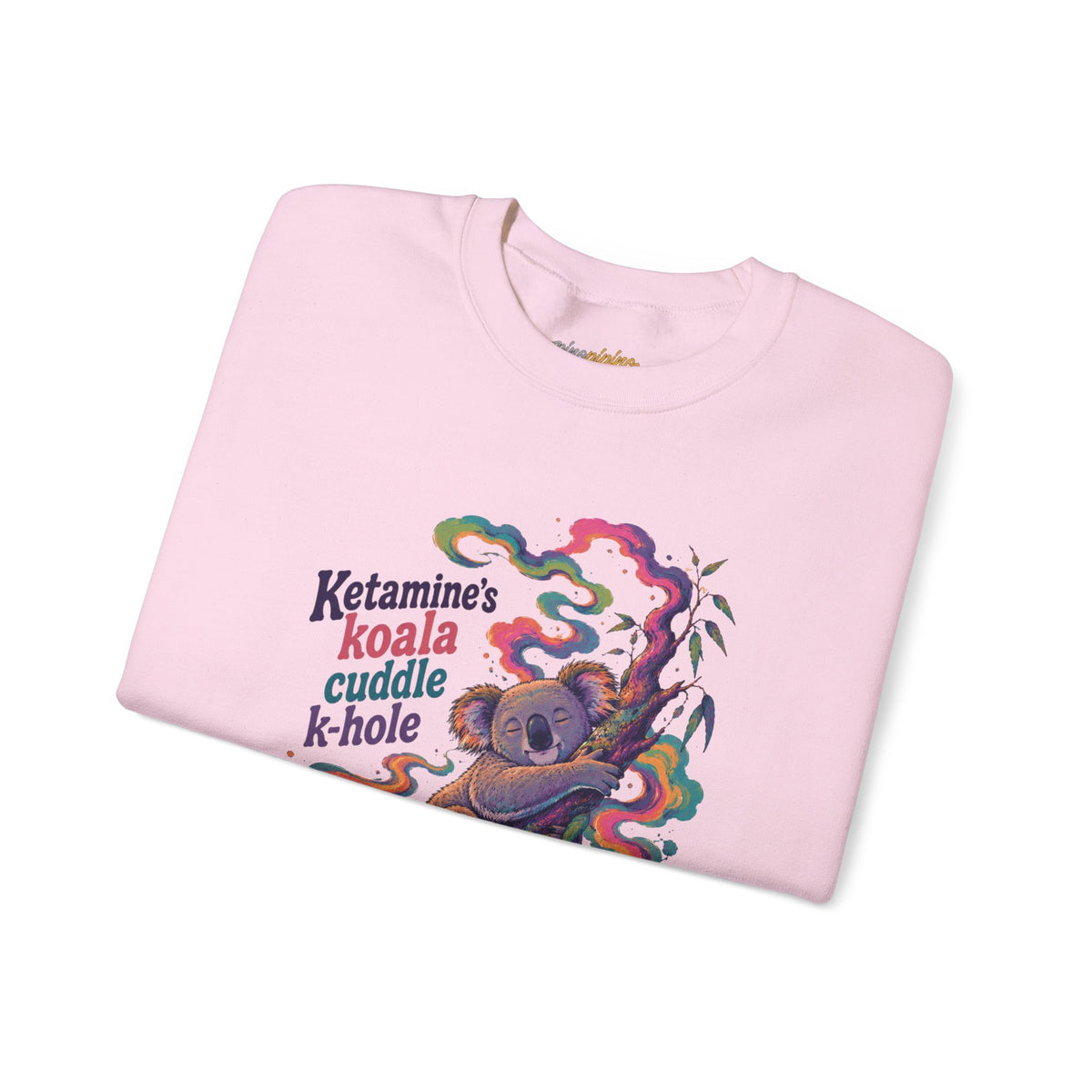"Ketamine's Koala Cuddle K-Hole" Psychedelic Graphic Crewneck Sweatshirt