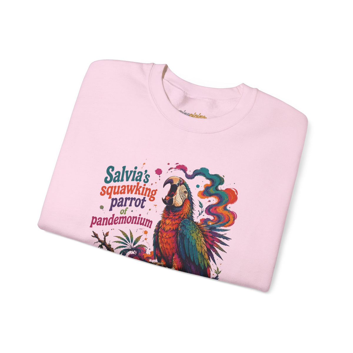 "Salvia's Squawking Parrot of Pandemonium" Colorful Graphic Psychedelic Crewneck Sweatshirt