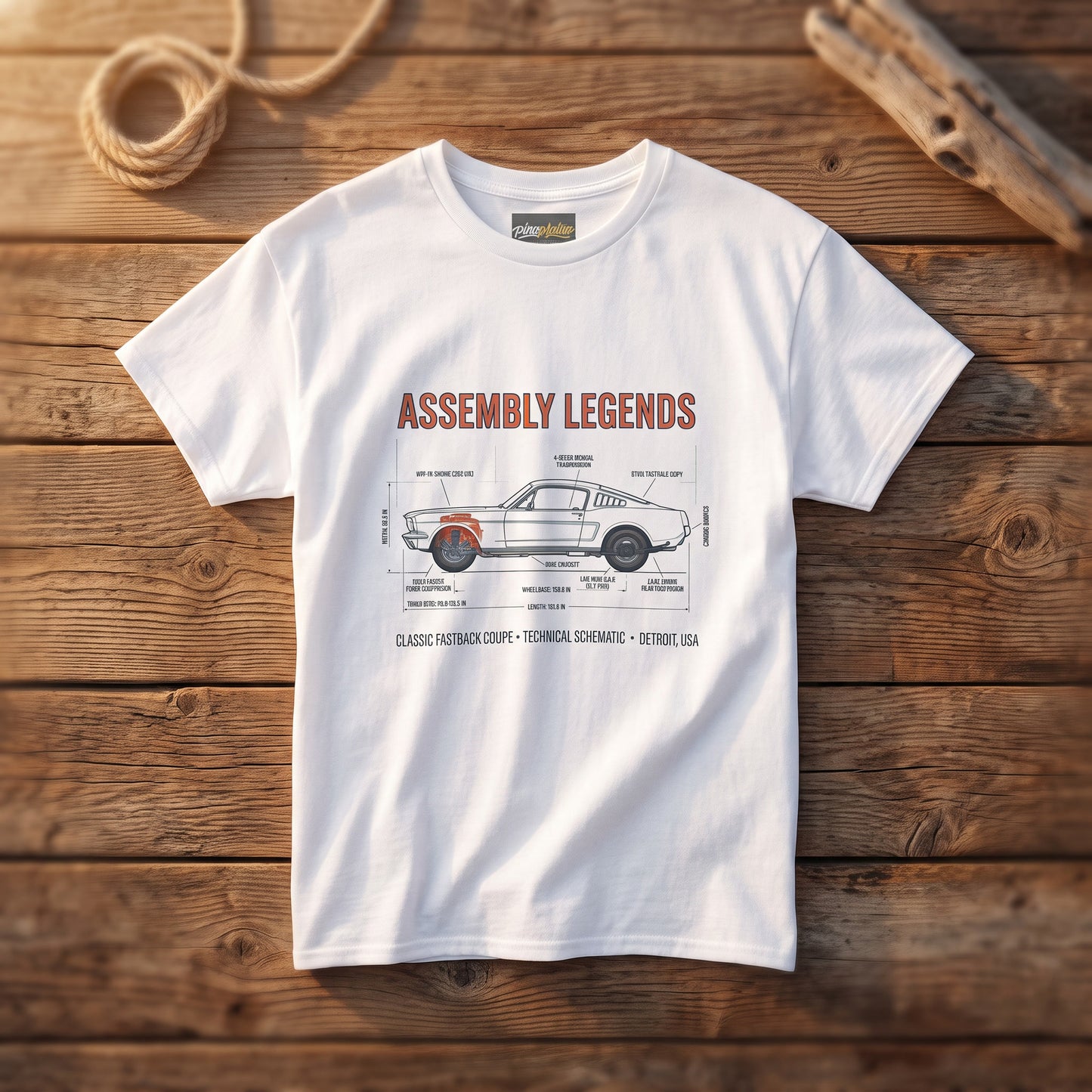 Assembly Legends Car Blueprint T-Shirt — Vintage Automotive Diagram Tee