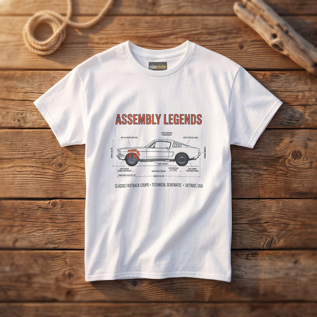 Assembly Legends Car Blueprint T-Shirt — Vintage Automotive Diagram Tee