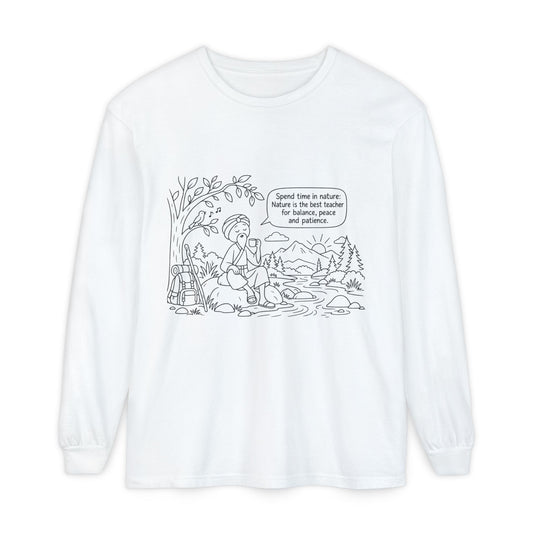 Long Sleeve T‑Shirt — "Spend time in nature" Hiking Graphic Tee