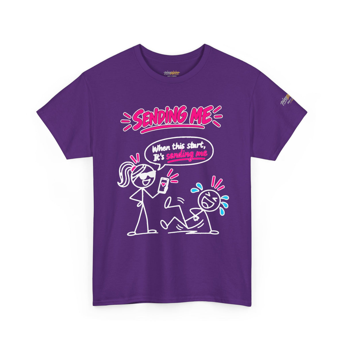 T-Shirt — "Sending Me" Funny Stick Figure Graphic Tee