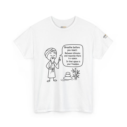 Mindful Guru T‑Shirt — "Breathe before you react" Meditation Tee
