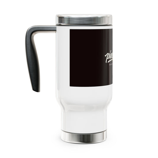 "pinppipino - loud opinions, zero aplologies" Stainless Steel Travel Mug with Handle, 14oz