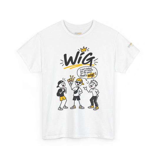"Wig" Gen Z Slang Graphic Tee — Funny Cartoon Crew Shirt