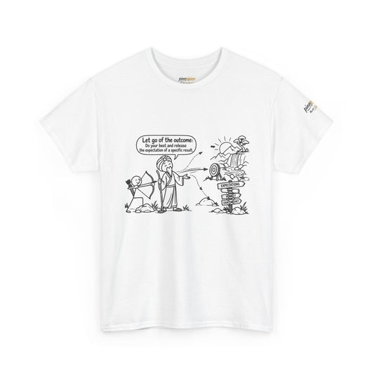 T-Shirt — Cartoon Zen Comic: "Let go of the outcome" Mindfulness Tee