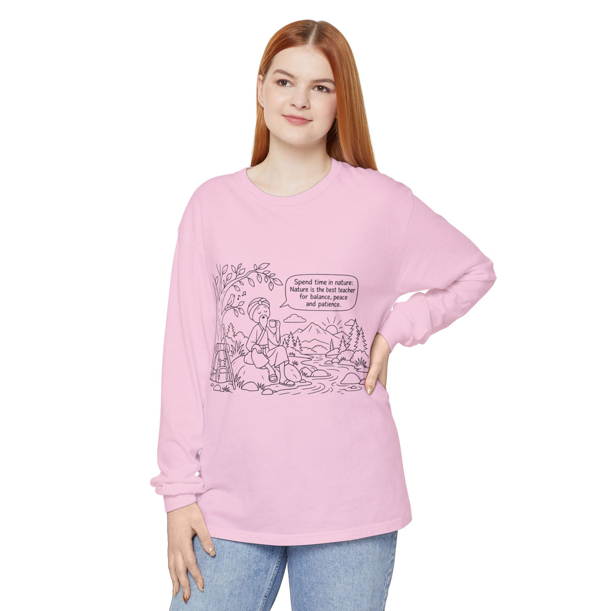 Long Sleeve T‑Shirt — "Spend time in nature" Hiking Graphic Tee