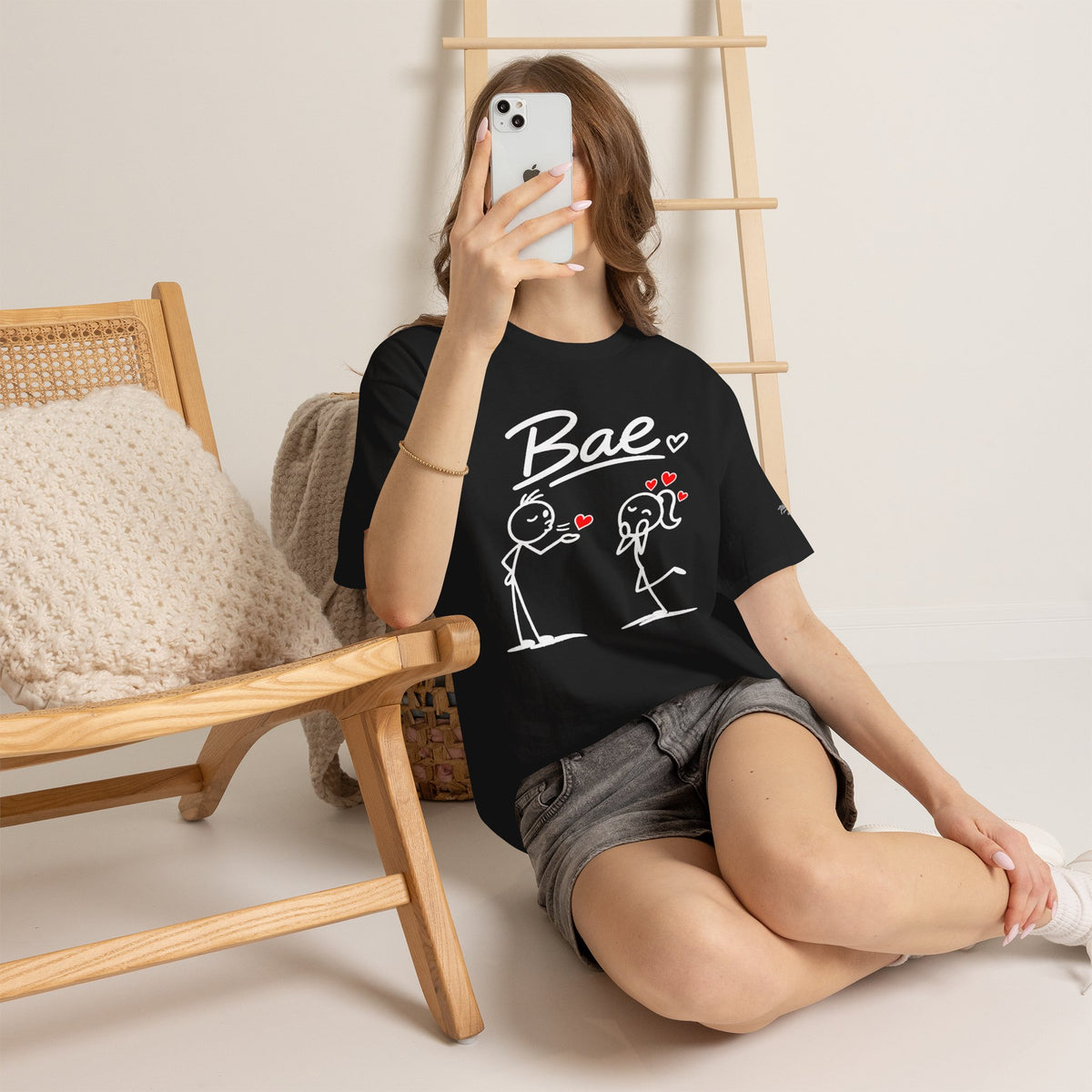 "Bae" Stick Figure Couple T‑Shirt — Cute Romantic Tee