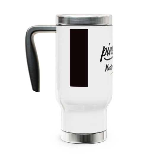 "pinppipino - Master Lee's Wisdom" Stainless Steel Travel Mug with Handle, 14oz