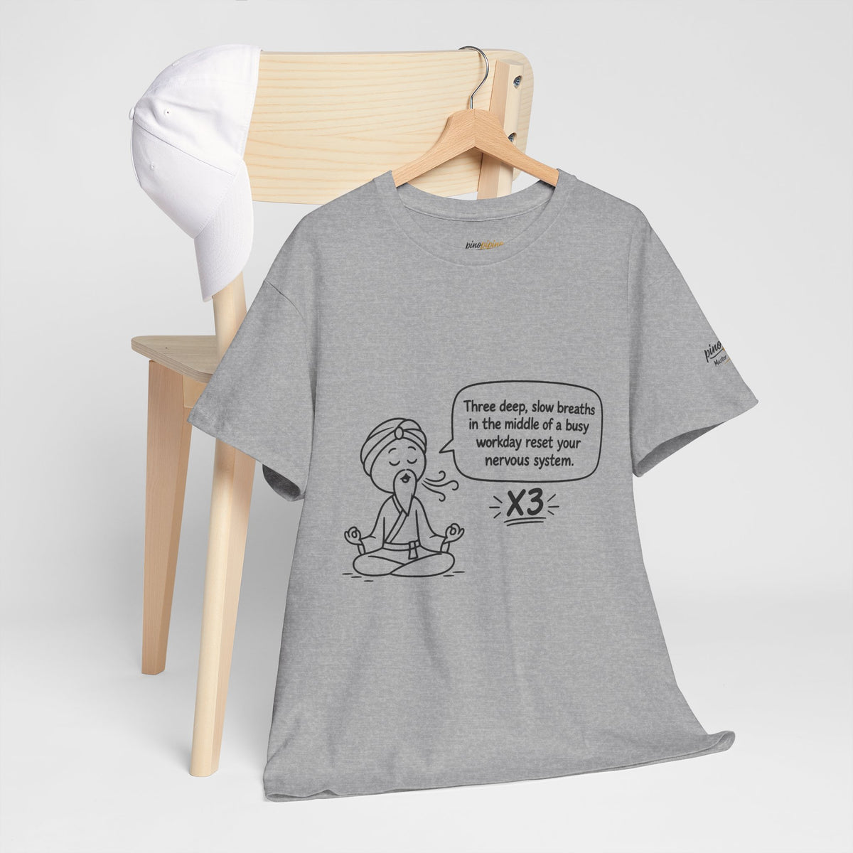 Meditation Reminder Tee — "Three deep, slow breaths" Relaxation T-Shirt