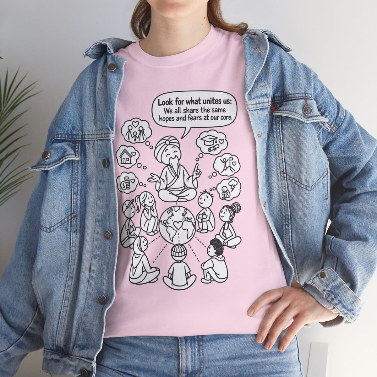 "Look for what unites us" Community Peace Crewneck Tee