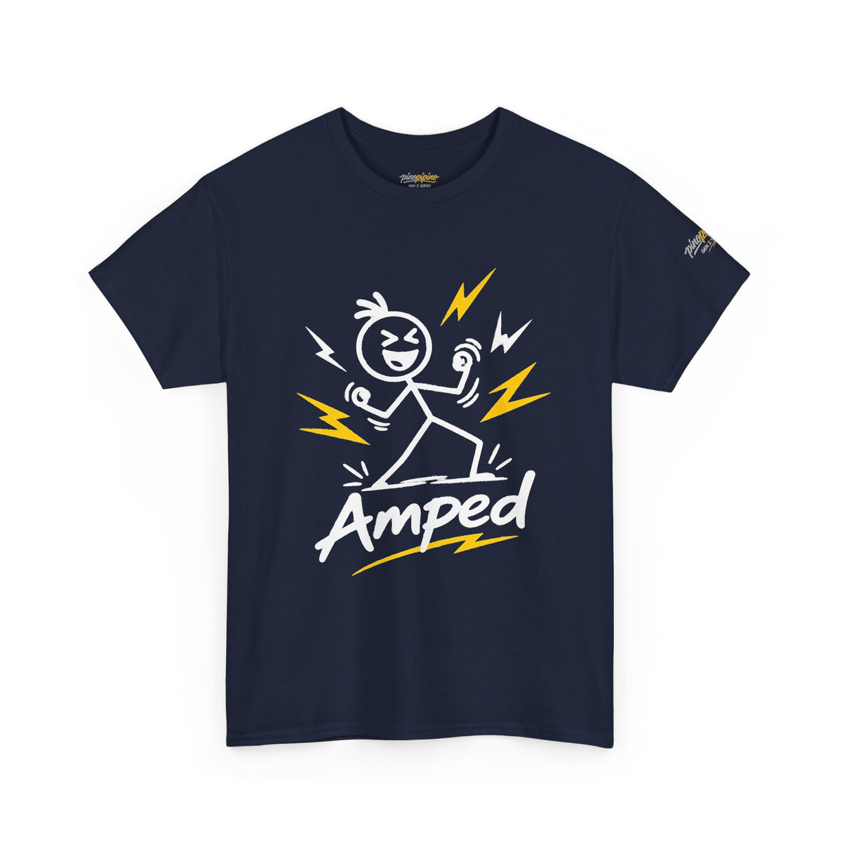 "Amped" Lightning Bolt Tee — Minimal Gen Z Slang Graphic T-Shirt