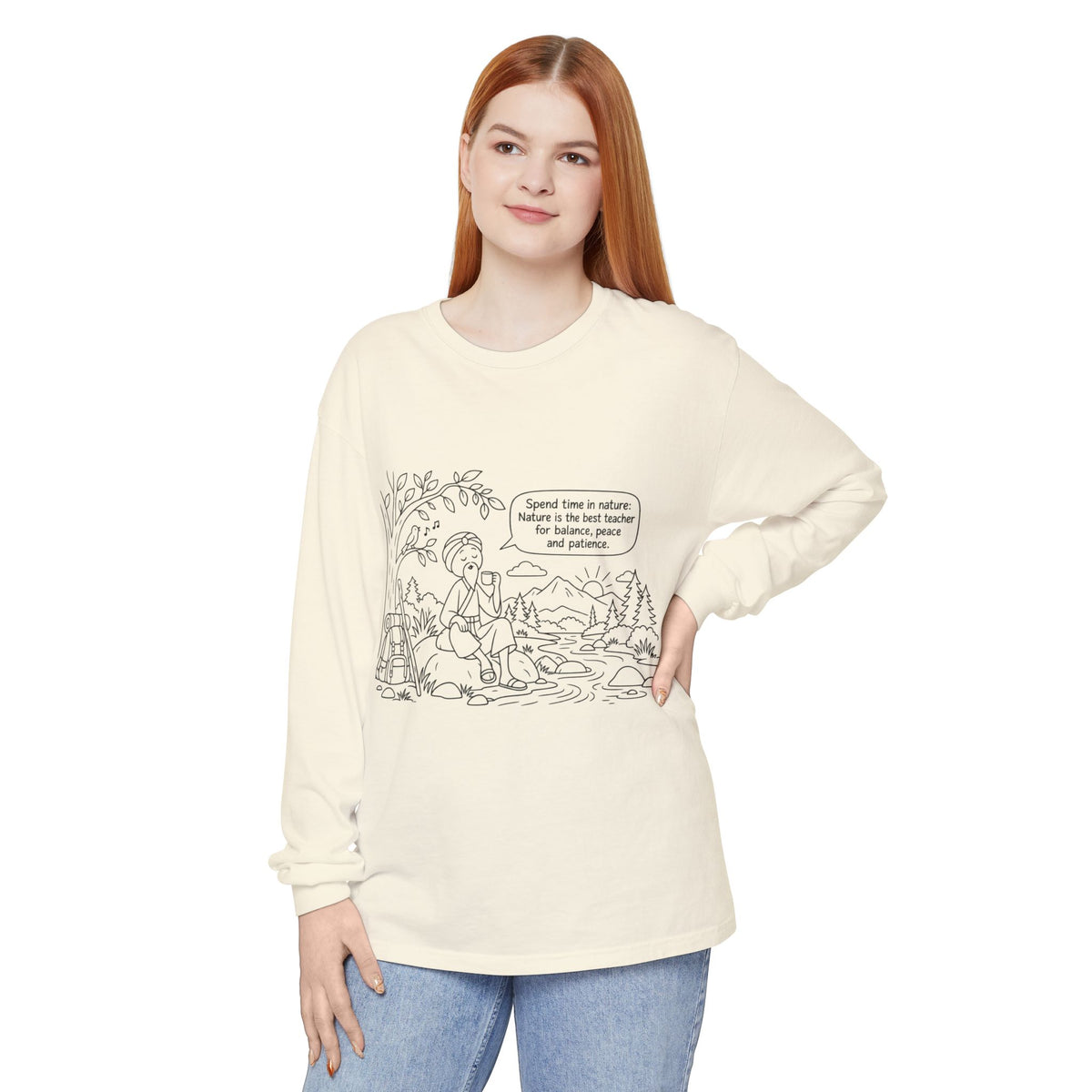 Long Sleeve T‑Shirt — "Spend time in nature" Hiking Graphic Tee