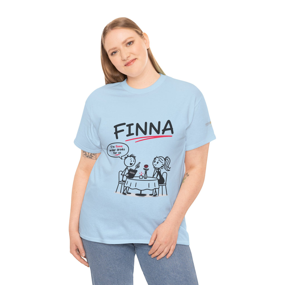 "FINNA" Gen z Slant Cartoon Tee