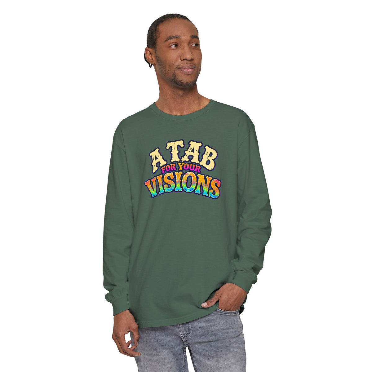 "A Tab for Your Visions" Long Sleeve Psychedelic T‑Shirt
