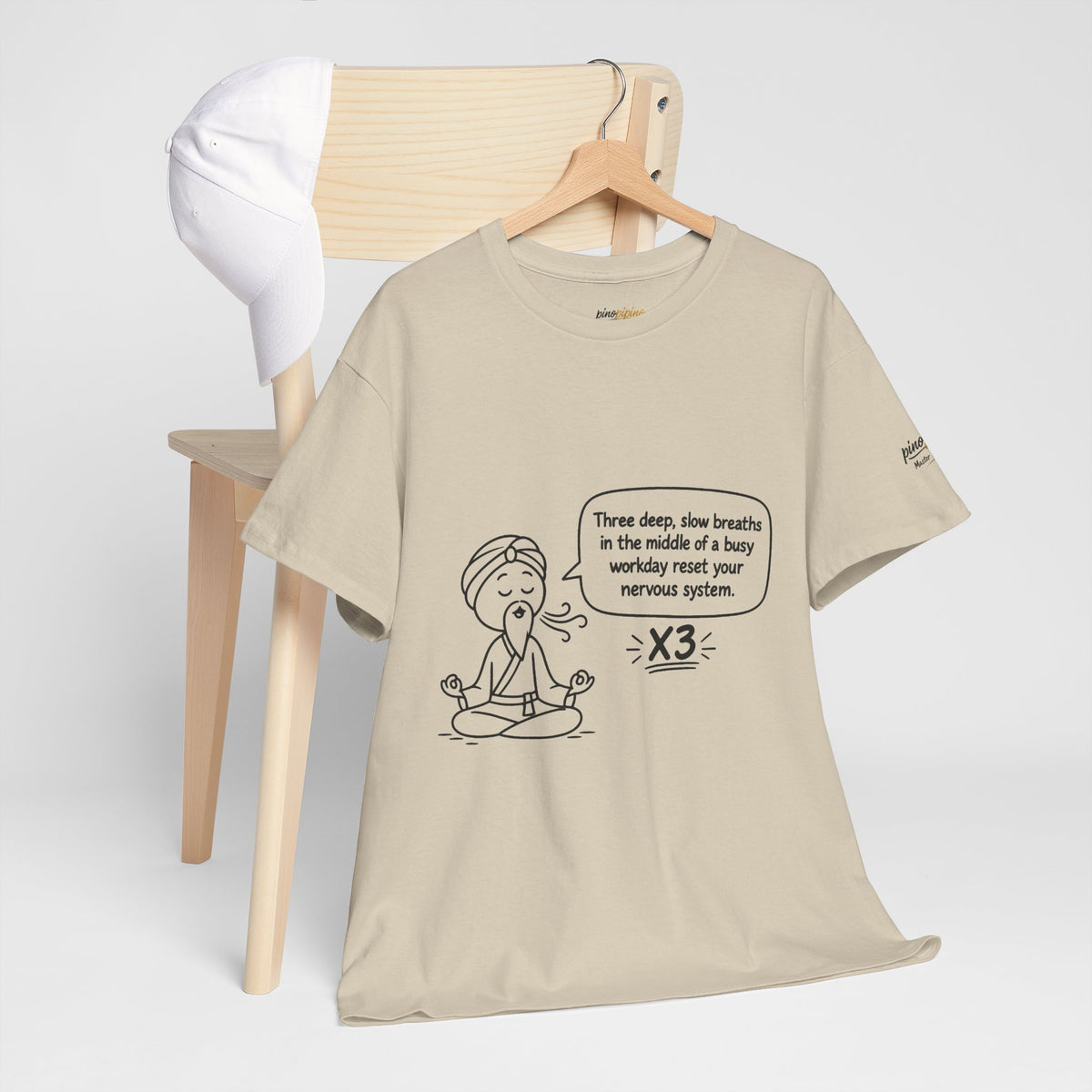 Meditation Reminder Tee — "Three deep, slow breaths" Relaxation T-Shirt