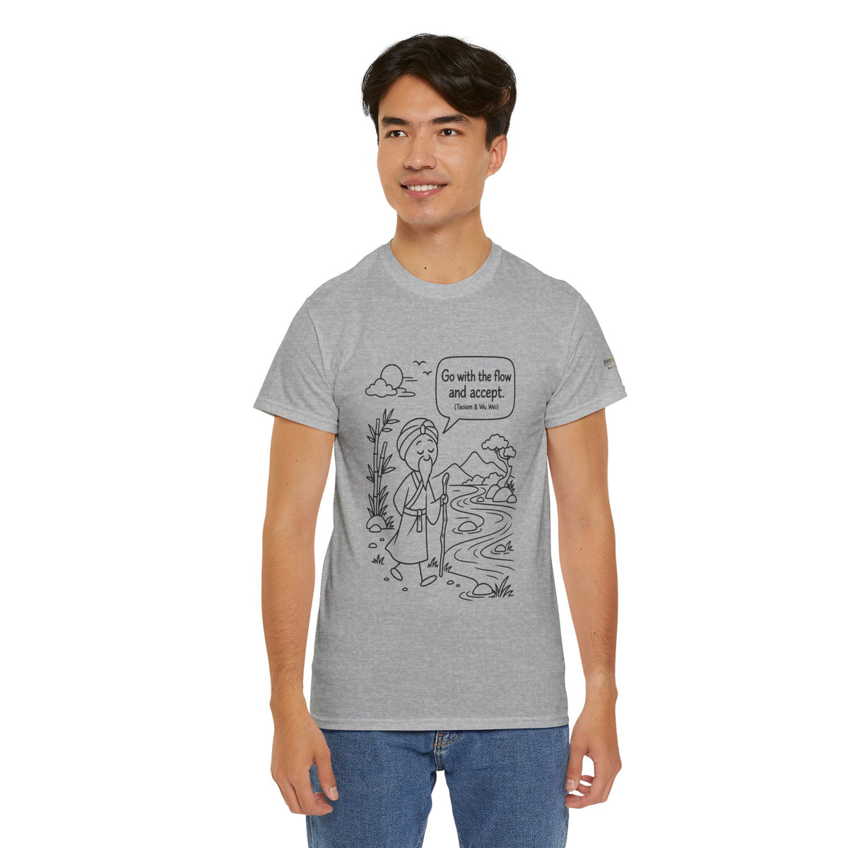 "Go With the Flow" Meditation Tee — Calm Journey Graphic T-Shirt