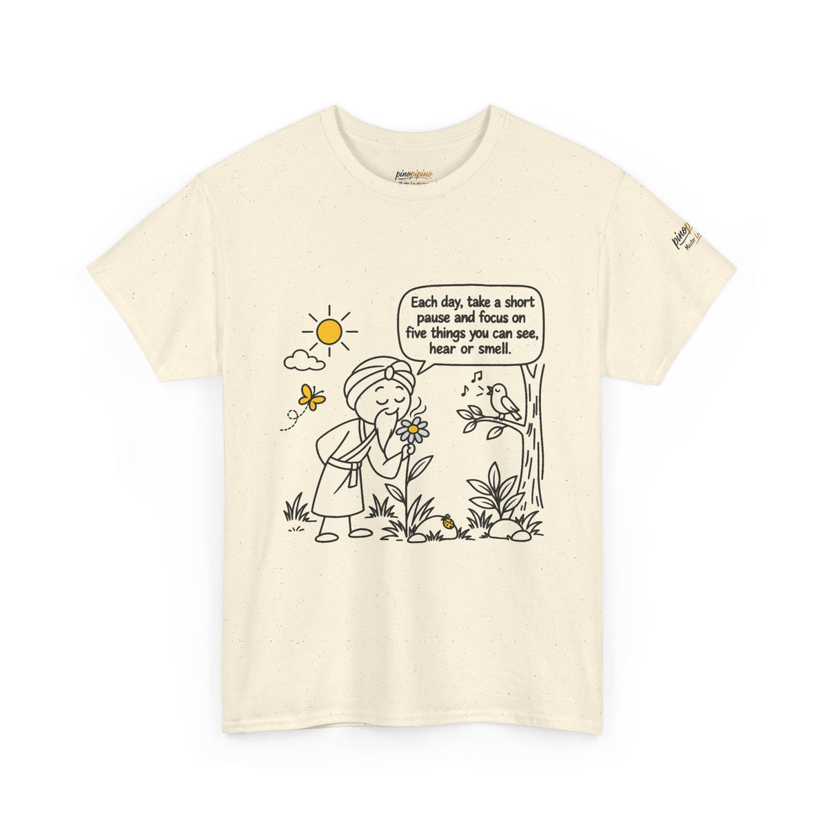 "Focus on five things you can see, hear or smell" - Master Lee's Wisdom, Unisex Heavy Cotton Tee