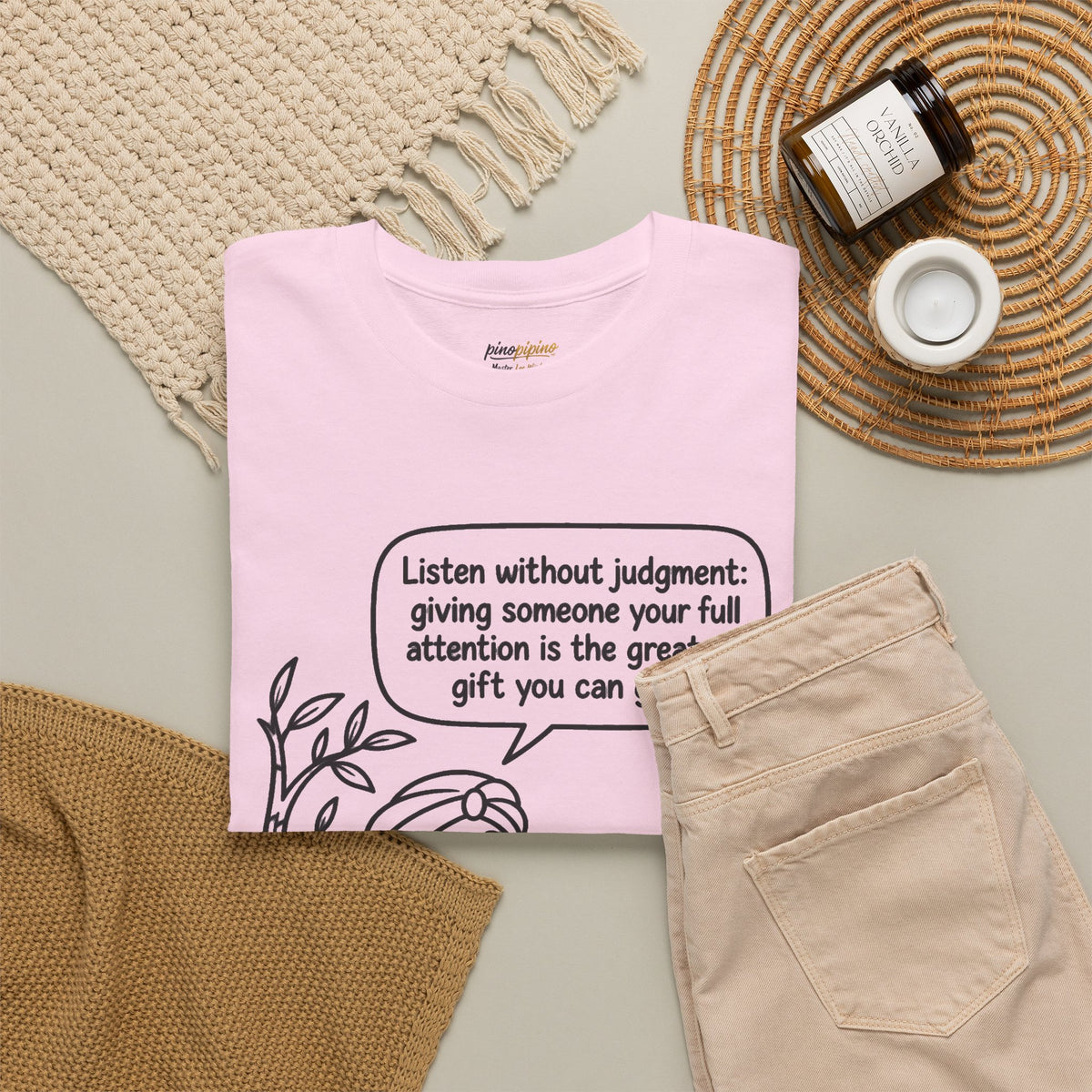 Mindful Listening Tee — "Listen without judgment" Meditation Quote T-Shirt