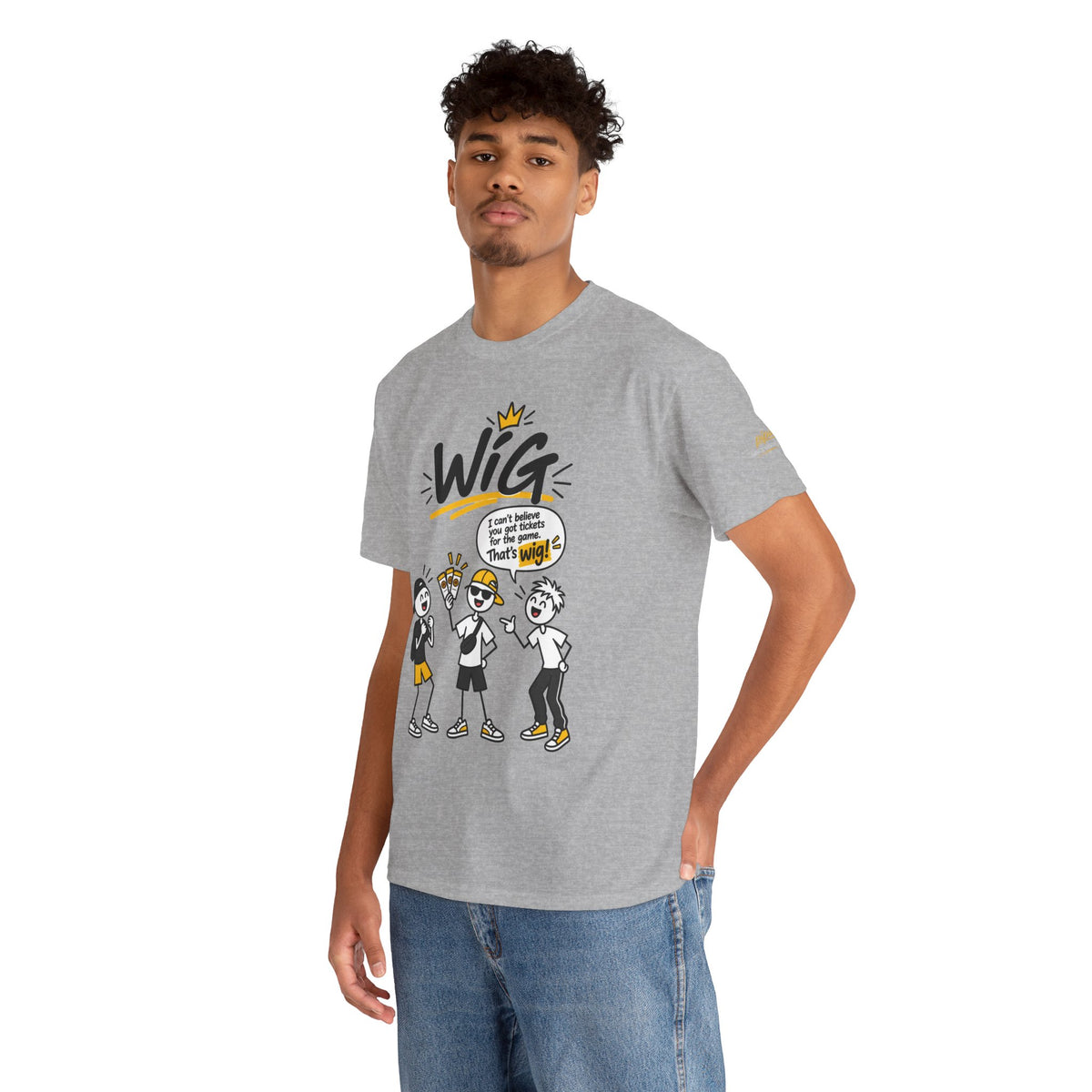 "Wig" Gen Z Slang Graphic Tee — Funny Cartoon Crew Shirt