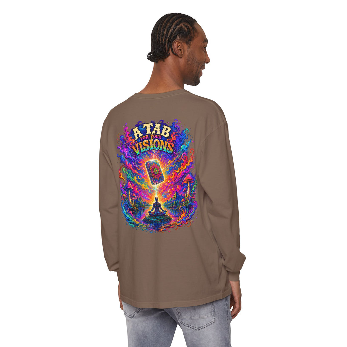 "A Tab for Your Visions" Long Sleeve Psychedelic T‑Shirt