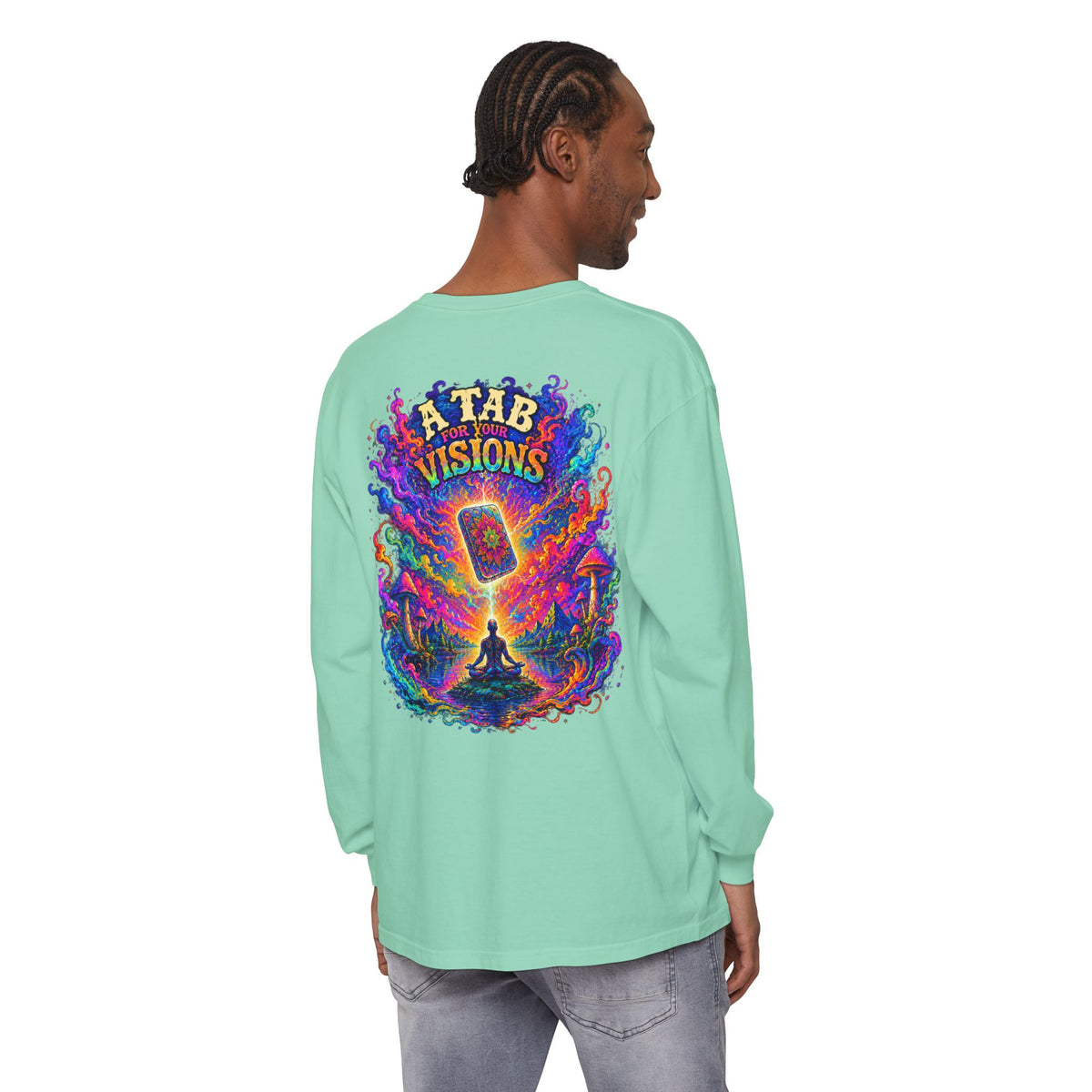 "A Tab for Your Visions" Long Sleeve Psychedelic T‑Shirt