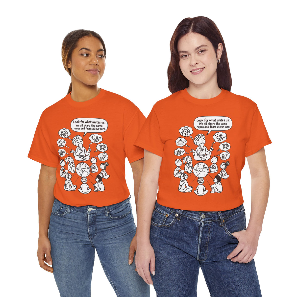 "Look for what unites us" Community Peace Crewneck Tee