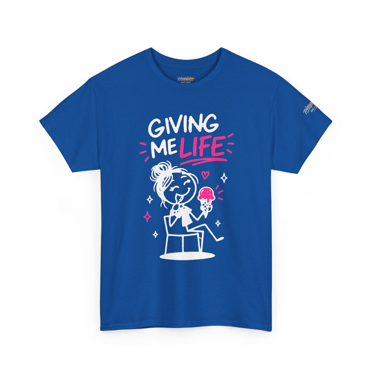 Cute "Giving Me Life" Graphic Sketch Cotton T‑Shirt