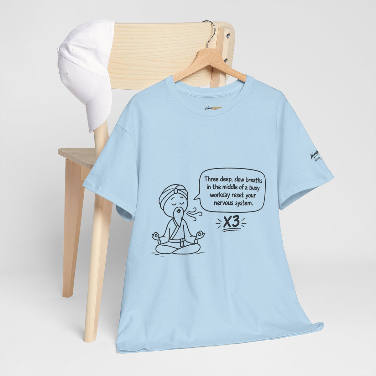 Meditation Reminder Tee — "Three deep, slow breaths" Relaxation T-Shirt