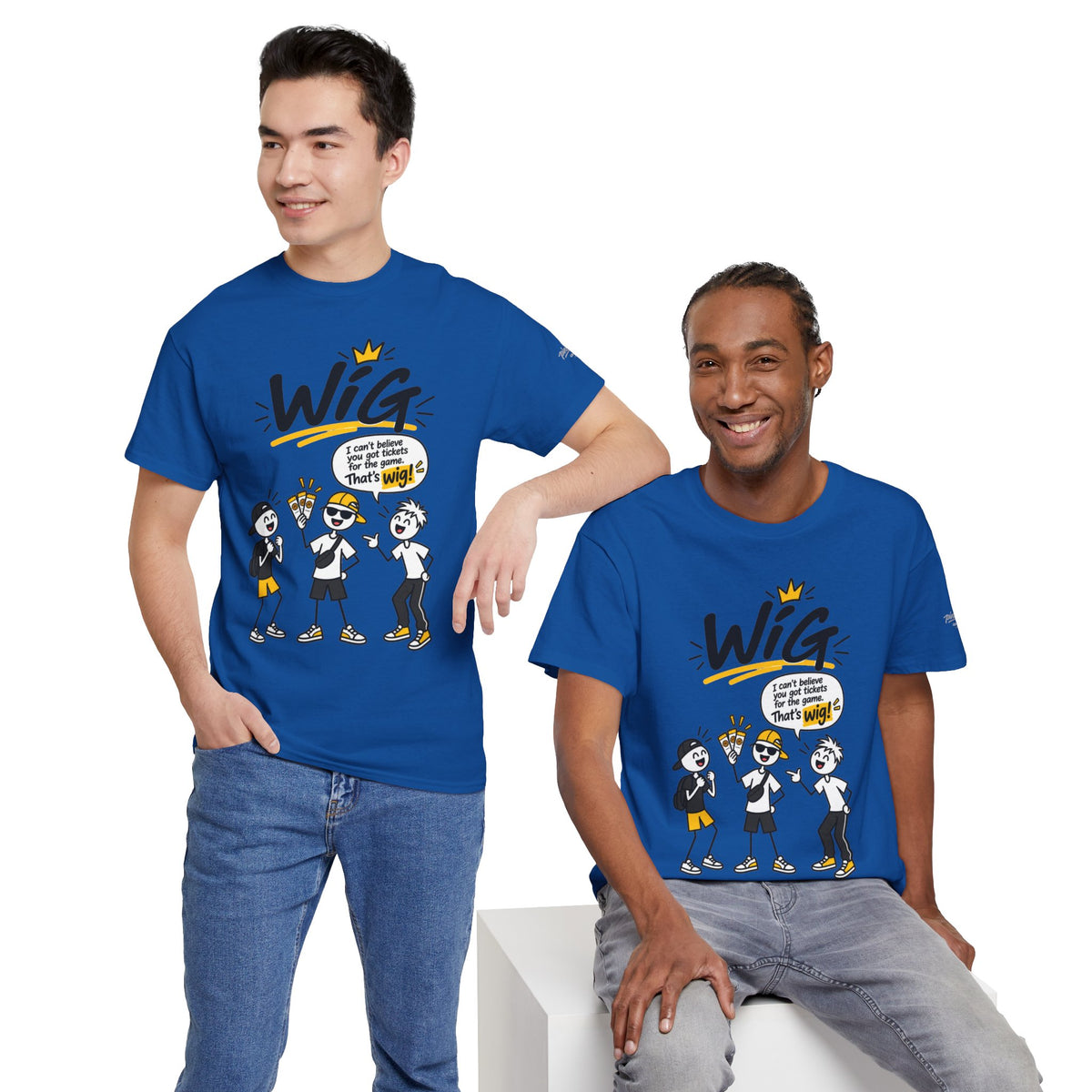 "Wig" Gen Z Slang Graphic Tee — Funny Cartoon Crew Shirt
