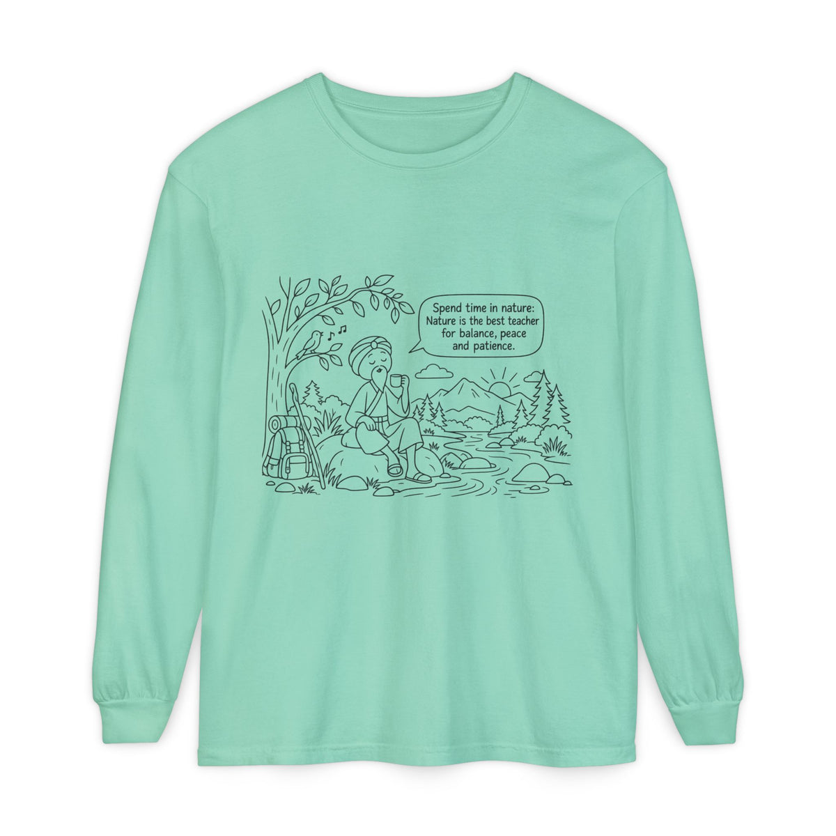 Long Sleeve T‑Shirt — "Spend time in nature" Hiking Graphic Tee