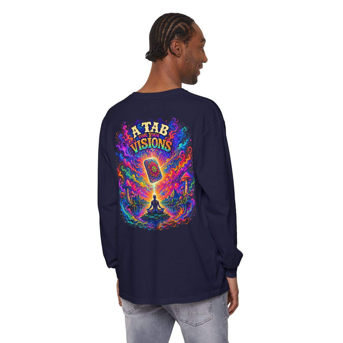 "A Tab for Your Visions" Long Sleeve Psychedelic T‑Shirt