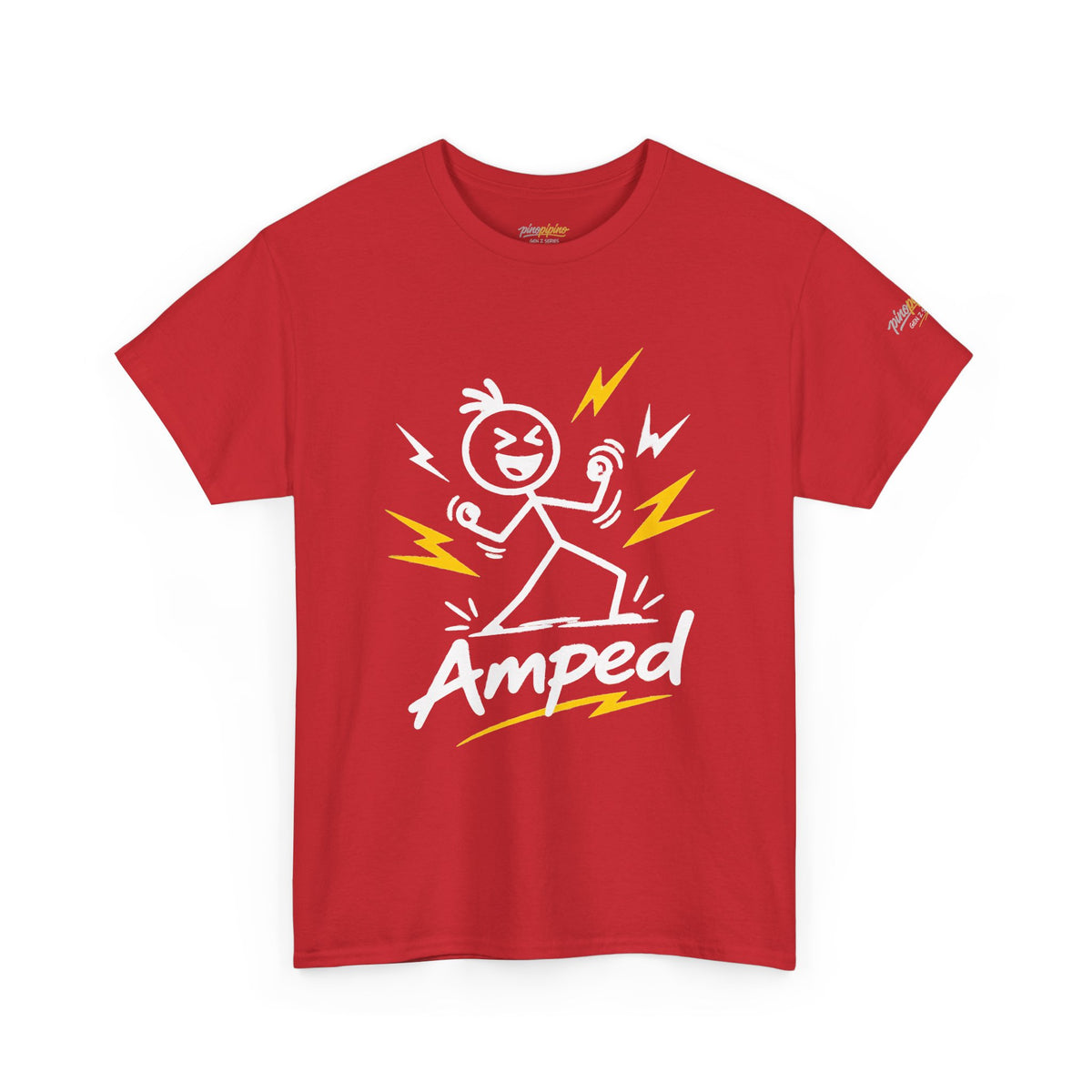 "Amped" Lightning Bolt Tee — Minimal Gen Z Slang Graphic T-Shirt