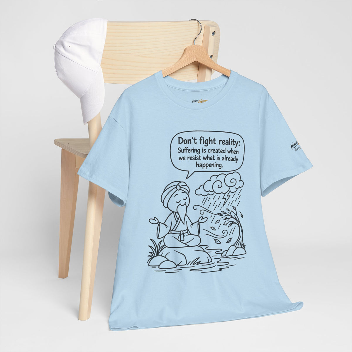 "Don't Fight Reality" Graphic T‑Shirt, Meditation Cartoon Tee