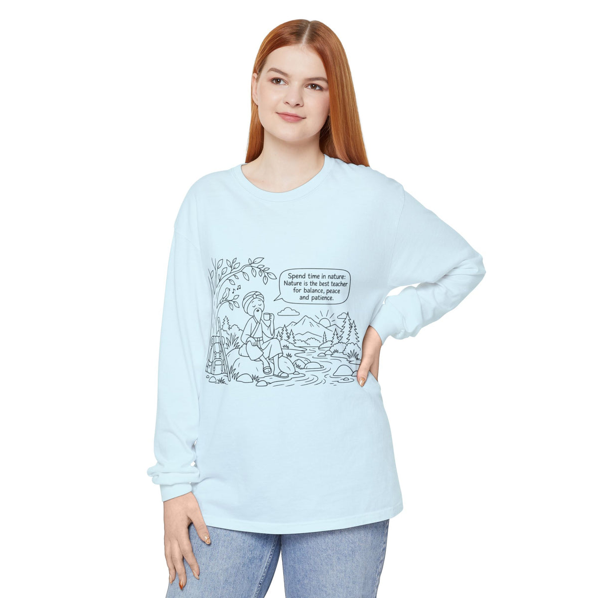Long Sleeve T‑Shirt — "Spend time in nature" Hiking Graphic Tee