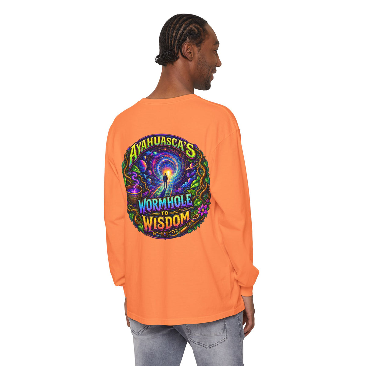 "Ayahuasca’s Wormhole to Wisdom" Psychedelic Long Sleeve Tee