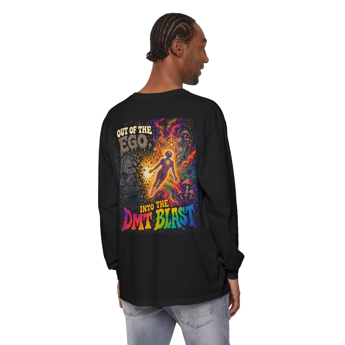 "Out of the Ego" Long Sleeve T-Shirt — Psychedelic DMT Blast Graphic