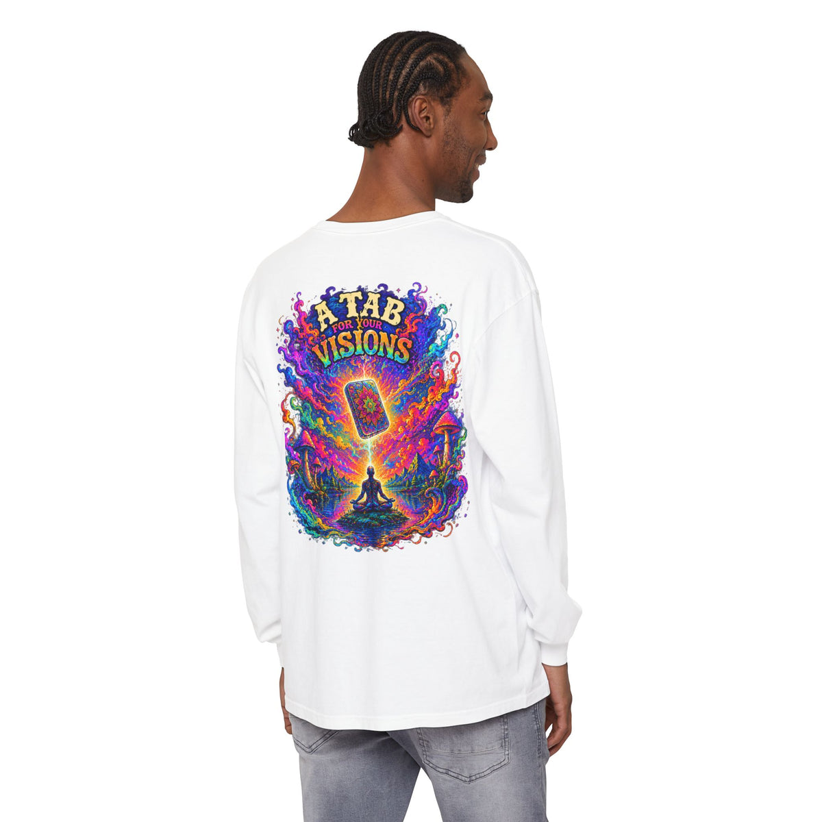 "A Tab for Your Visions" Long Sleeve Psychedelic T‑Shirt