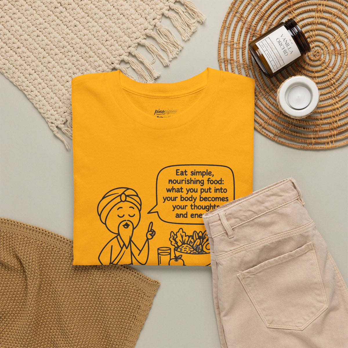 Mindful Eating T‑Shirt — "Eat Simple, Nourishing Food..." Wellness Tee