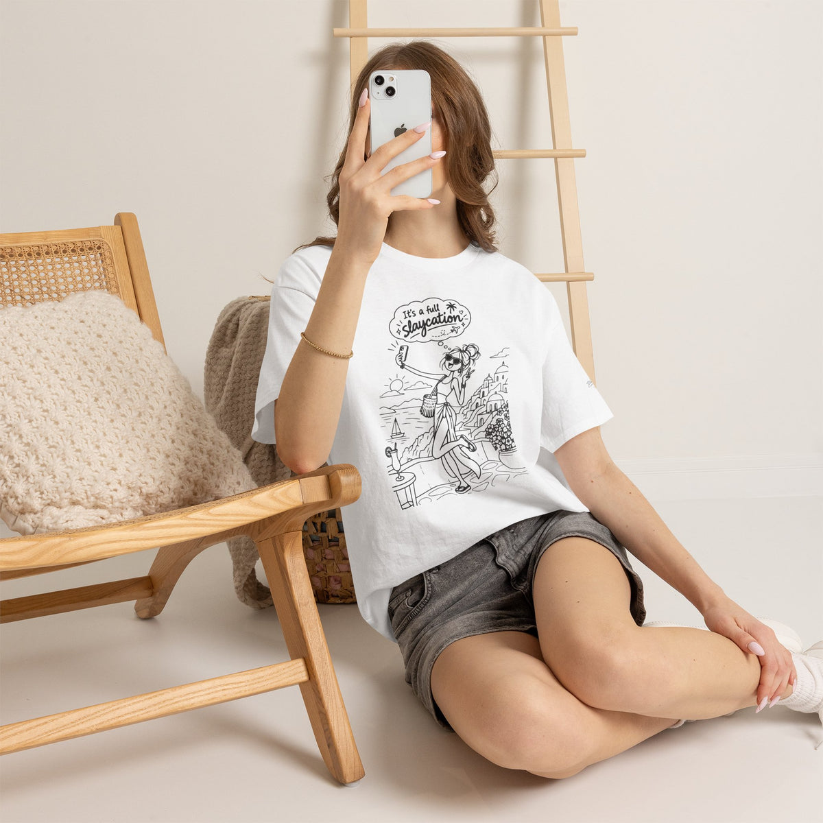 T-Shirt — "It's a Slaycation" Retro Beach Girl Graphic Tee