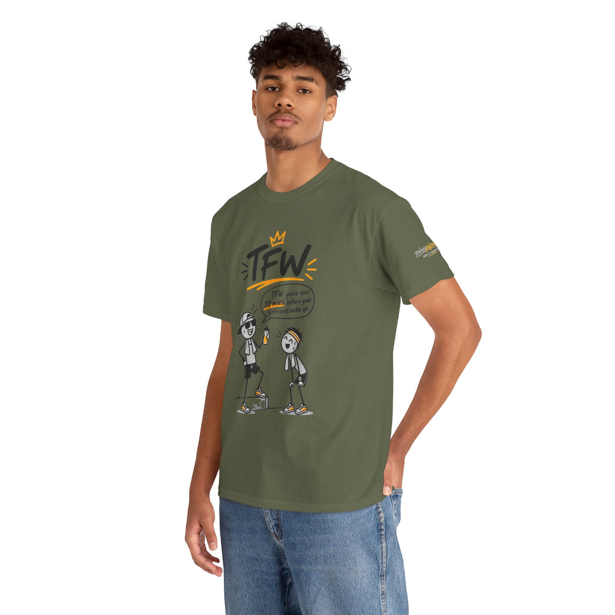 "TFW" Funny Cartoon Tee — "TFW you've ran 10 miles before your girlfriend woke up"