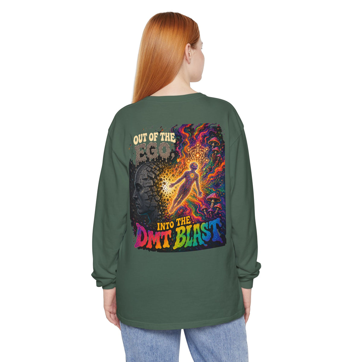 "Out of the Ego" Long Sleeve T-Shirt — Psychedelic DMT Blast Graphic
