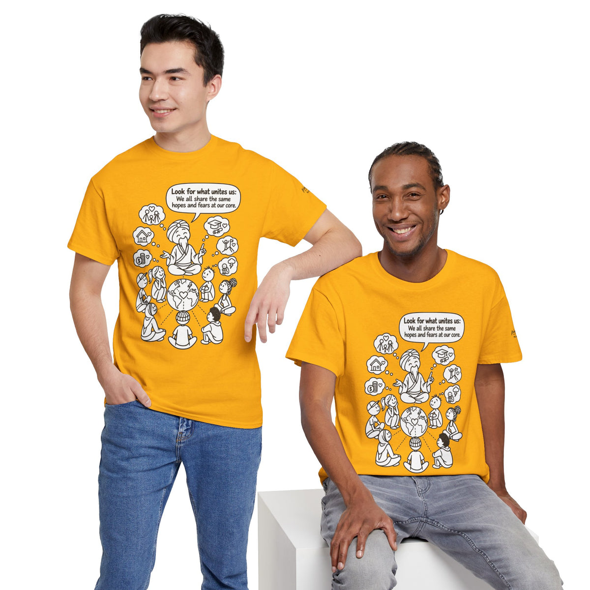 "Look for what unites us" Community Peace Crewneck Tee