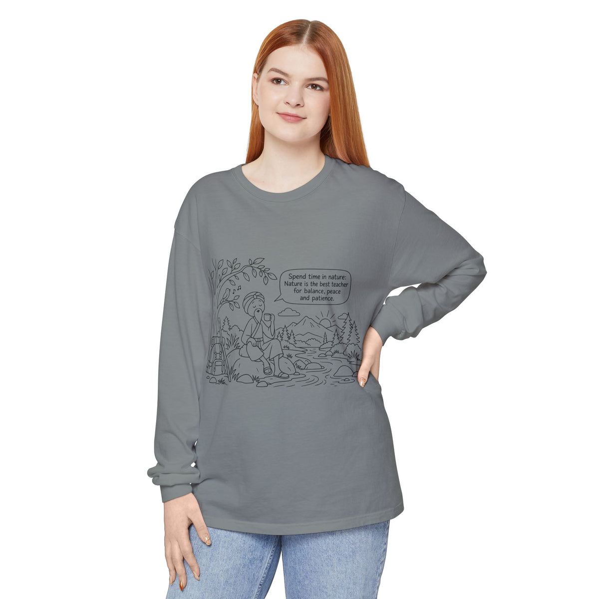 Long Sleeve T‑Shirt — "Spend time in nature" Hiking Graphic Tee