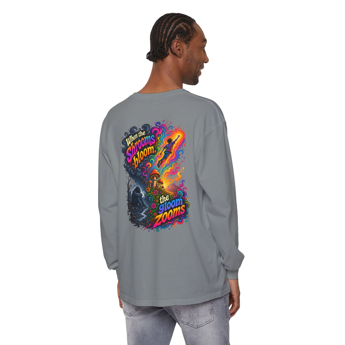 "When the Shrooms Bloom, The Goom Zooms" Psychedelic Design Long Sleeve T-Shirt