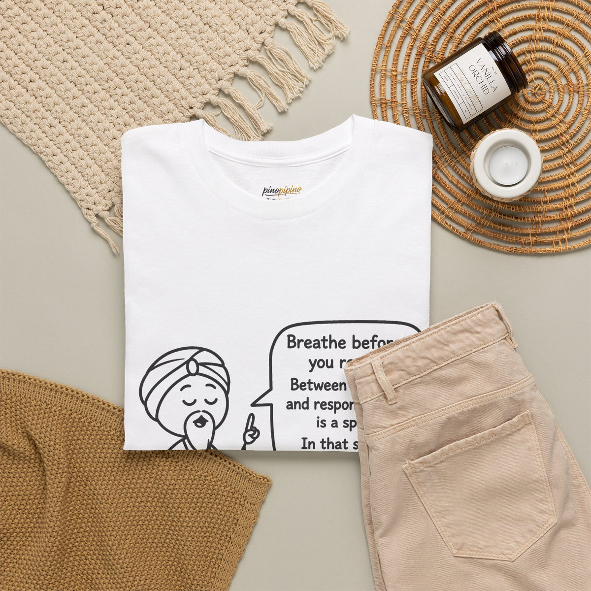 Mindful Guru T‑Shirt — "Breathe before you react" Meditation Tee